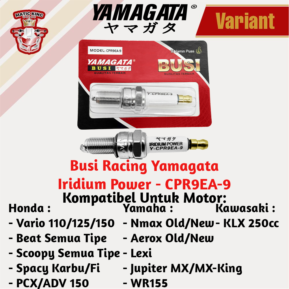 Busi Spark Racing Honda Beat Vario Scoopy PCX Genio Deluxe Verza CB CBR ADV Karbu Fi ESP 110/125/150 CPR9EA Yamagata