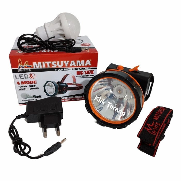 SENTER KEPALA LED CAHAYA KUNING MITSUYAMA HEADLAMP LED WATER RESISTANT