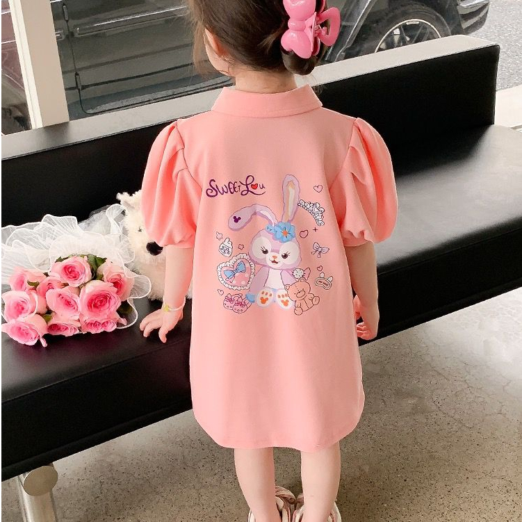 Dress Polo Anak Perempuan Polos Pink Motif Stella Lou