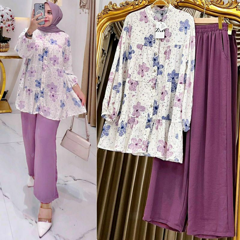 Daisy Set, SETELAN WANITA CANTIK JUMBO MODIS FIT XXL LD 120 BAHAN TOP RAYON PREMIUM PANTS CRINKLE IMPORT KANCING AKTIF TERMURAH OOTD KEKINIAN TERLARIS