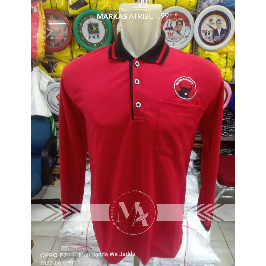 KAOS PARTAI PDIP / POLO SHIRT PARTAI PDIP / BAJU PARTAI PDIP PANJANG