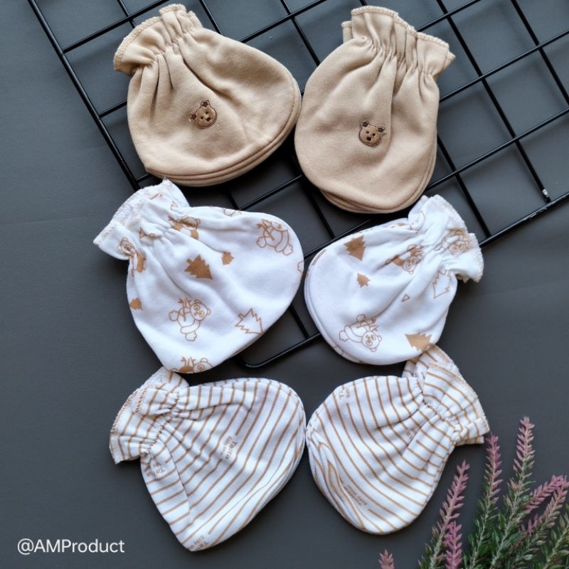 3 pasang sarung tangan kaki bayi newborn motif profit