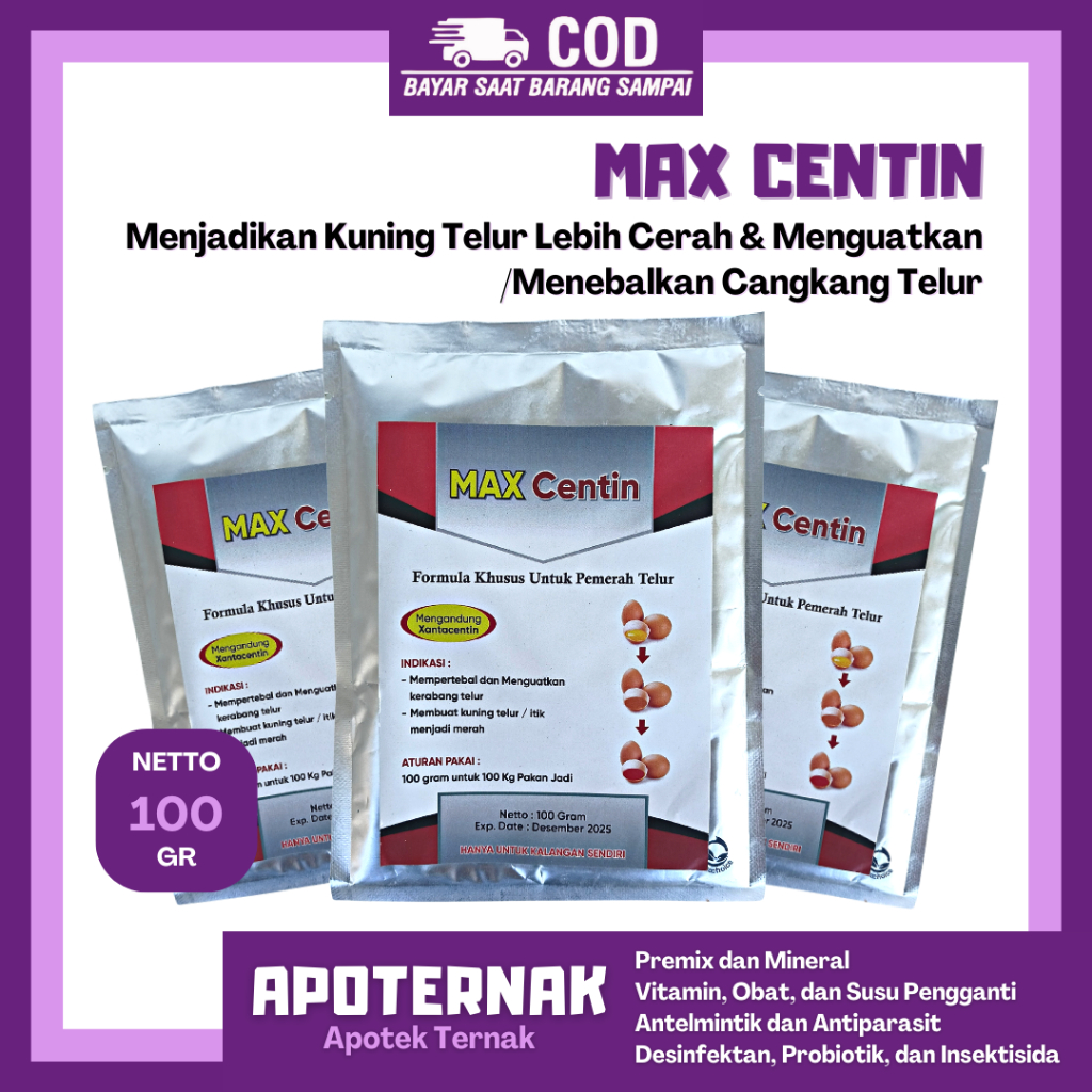 MAX CENTIN 100 gr | Pemerah Kuning Telur Ayam dan Bebek | Pemerah Telur Ayam | Pemerah Telor Bebek