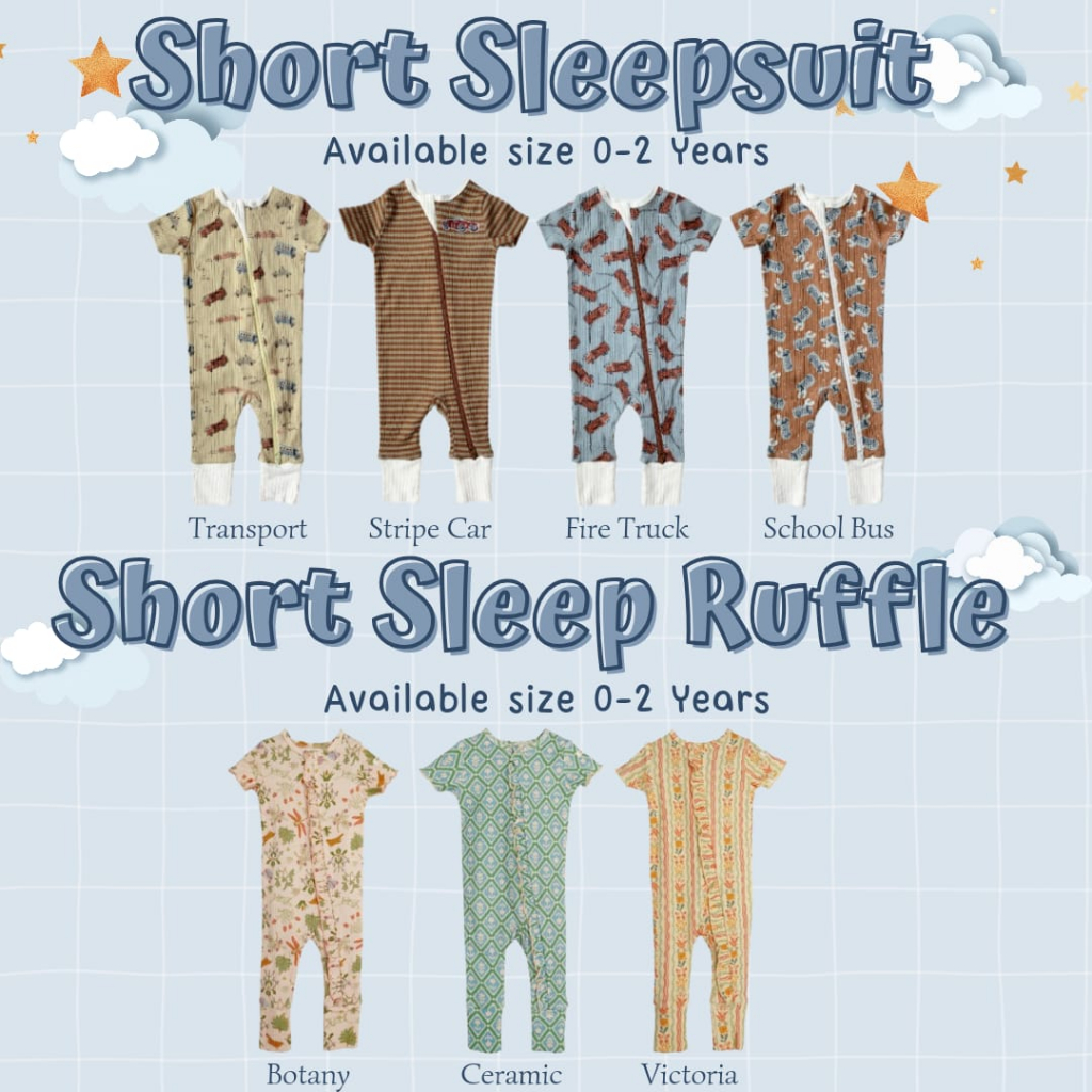 Bohopanna 0-2 Tahun Short Zipper Sleepsuit / Sleep Ruffle Jumper Bayi Unisex Laki laki Boy / Perempuan CBKS SO