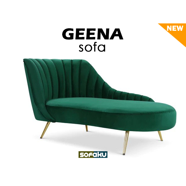 GEENA Chaise Sofa - Sofa Santai Charming Velvet - Luxury Sofa Mewah Interior Sofa Selonjoran Santai 