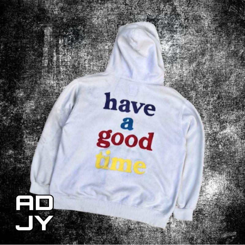 HOODIE  HAGT HAVE A GOOD TIME WHITE BACK LOGO RARE | JAKET BRANDED PRIA WANITA TERBARU KEKINIAN | MU