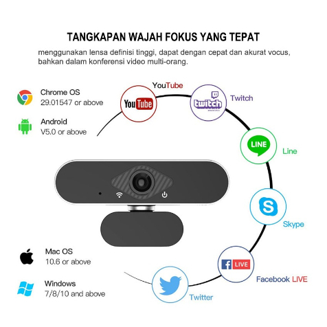 Webcam PC 4K 1080P full HD USB Kamera/Pasang dan makrofon/ PC 4K Full HD Camera With Mic Webcast Live Zoom Google Meeting