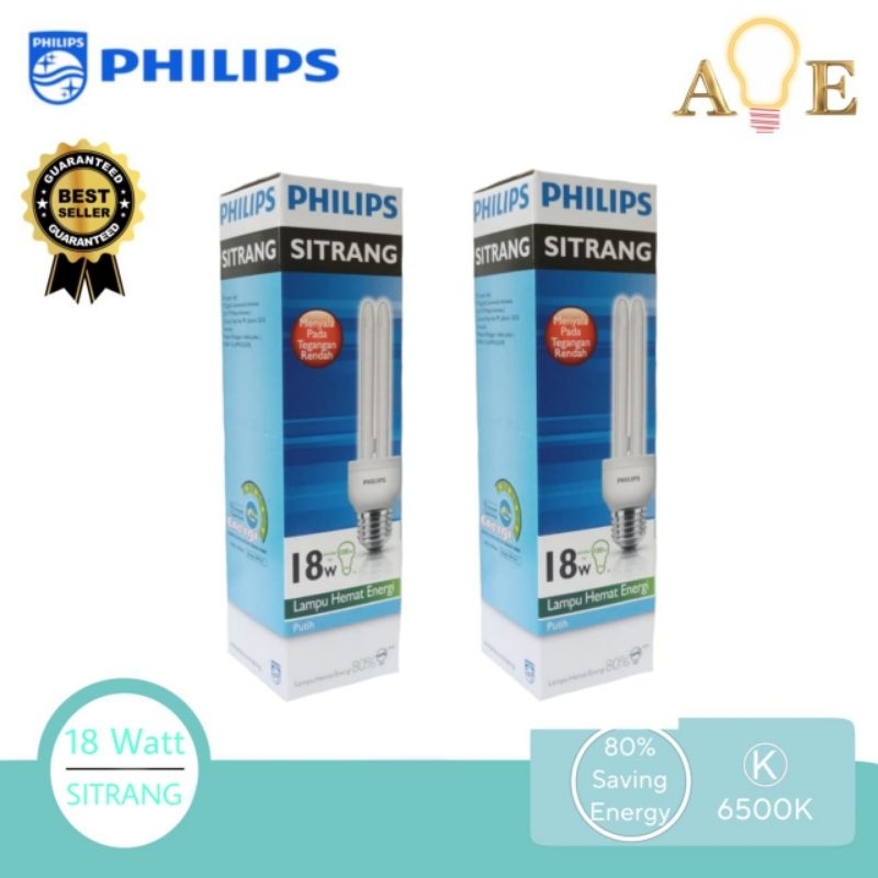 PHILIPS Lampu SITRANG 18 Watt Putih CDL 2U E27 FREE BUBBLE WRAP 18W