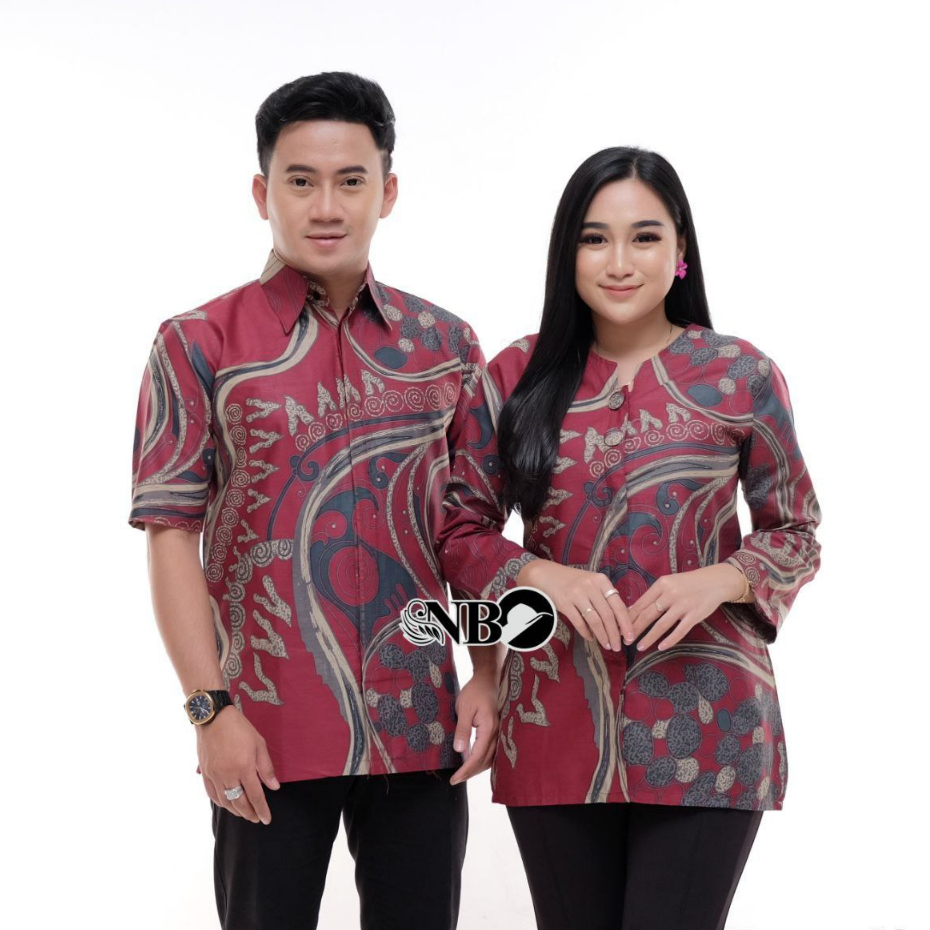 Batik Couple Modern Atasan Blouse Batik Kerja Kantor Wanita Seragam Batik M L XL XXL