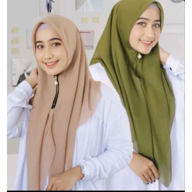 HIJAB ZIPPER POLOS HIJAB RESLETING ZIPPER BELLA SQUARE LASER CUT