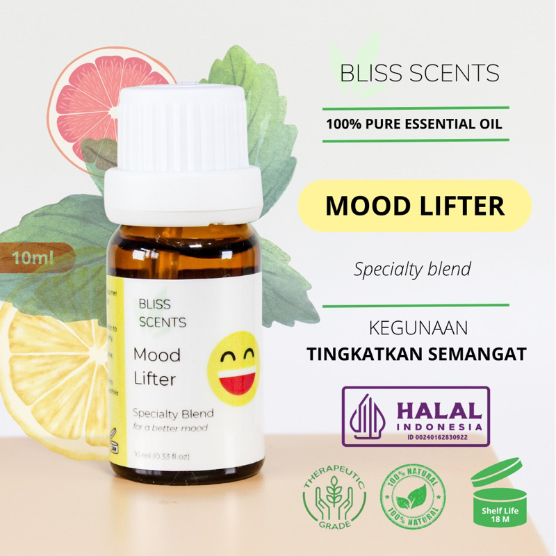 BLISS SCENTS Mood Lifter Essential Oil Blends Aromatherapy 100% Murni Therapeutic Grade Aromaterapi