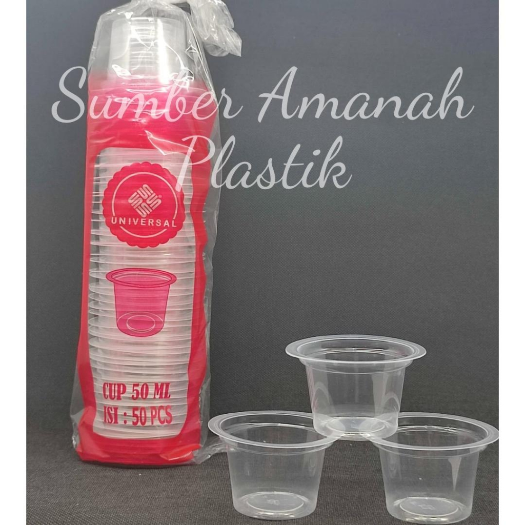 Gelas Plastik 50ml isi 50pcs Cup Bening Kecil agar Puding