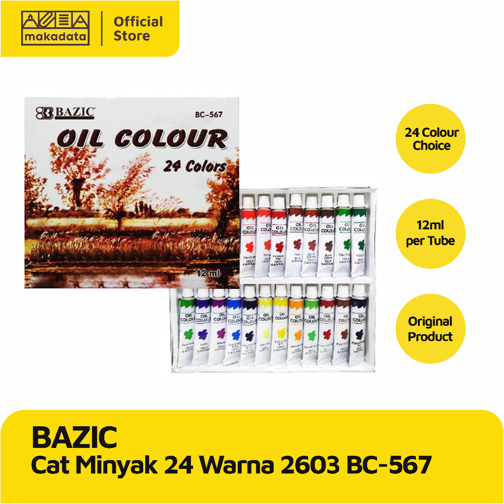 

CAT MINYAK / OIL COLOUR BAZIC 24 WARNA BC-567 MURAH