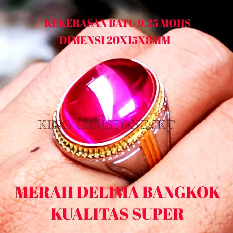 Batu Cincin Pria Merah Delima Bangkok Super Mewah Termurah HQ asli