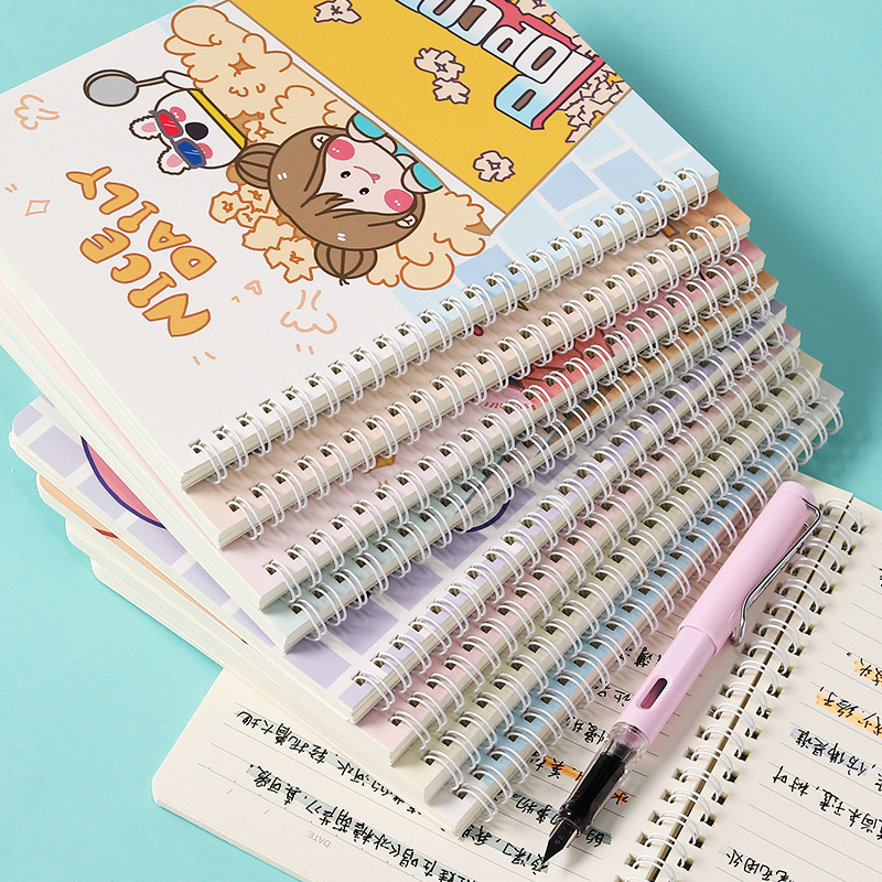 BTS Buku Tulis Garis Spiral Lucu Kertas A5 Untuk Anak Sekolah Les Buku Catatan Bergaris Pelajaran Desain Cover Waterproof Beruang Astronaut Cute Girl Buah Strawberry Notebook Ring Buku Tulis Pelajar