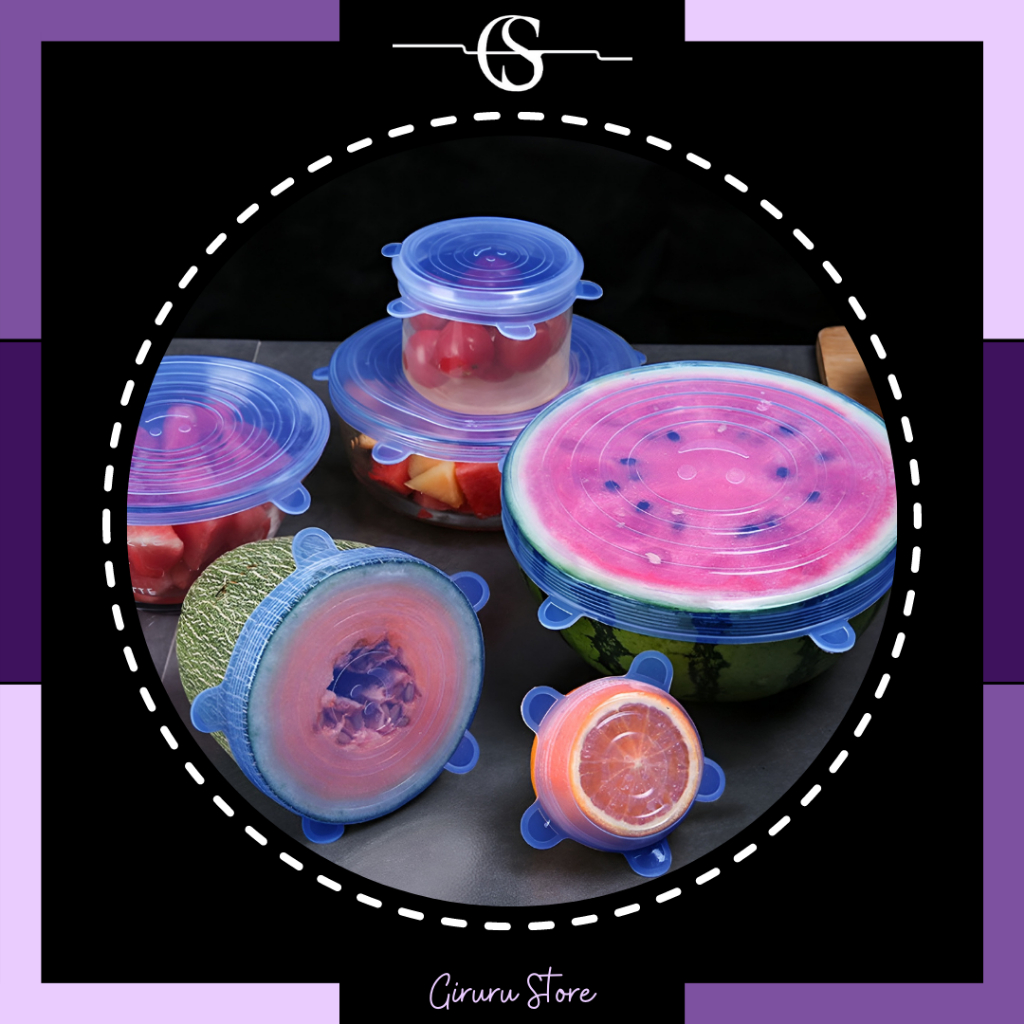 Penutup Wadah Makanan 6 in1 Anti Tumpah RAB Silicone Food Pack Silikon Elastis Transparan / Penutup Makanan Silikon 6 In 1 Elastis Food Cover Silicone Mangkok Gelas Reusable / Cover Tutup Mangkok Silikon Anti Tumpah 6 in 1/ Stretch Bowl Lid Silicone