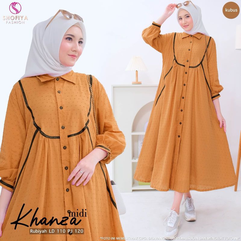 NADIA/KHANZA/PIKA MIDI BAJU GAMIS MIDI WANITA TERBARU BY SHOFIYA SFS