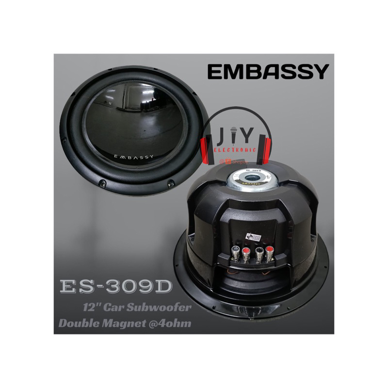 Subwoofer 12 inch Embassy ES-309-D ES309D ES 309 D Double Coil
