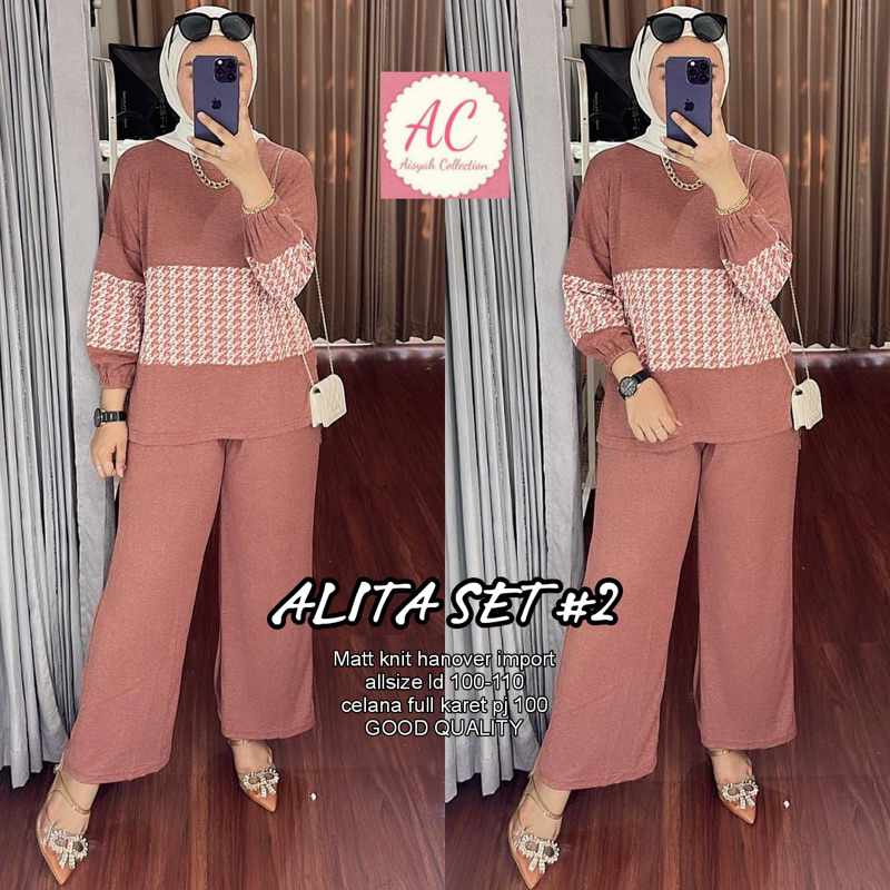 ALITA SET #2 SETELAN KAOS KNIT IMPORT LD 110 PB 75 CELANA PJ 100 / STELAN KAOS KNIT IMPORT MOTIF TER