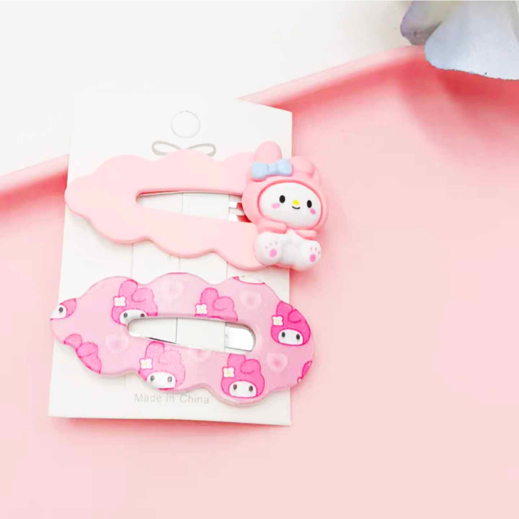 1 SET 2PCS / JEPIT RAMBUT ANAK KARAKTER SANRIO KARTUN LUCU / JEPITAN RAMBUT KOREA / JEPITAN ANAK