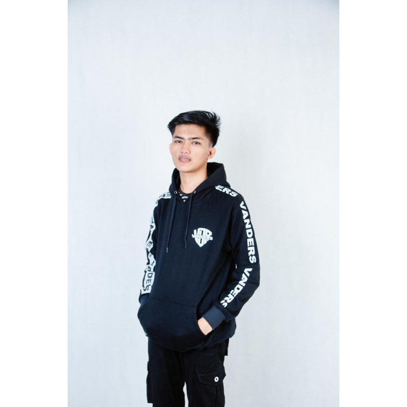 Hoodie Vanders Hitam Taped Original Sweater Unisex CEWEK COWOK Bahan Premium