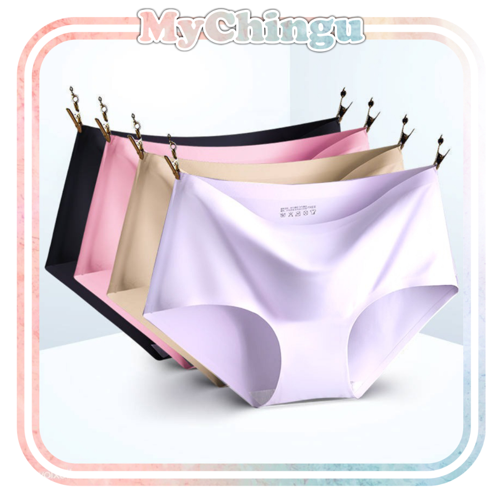 ❀ Chingu ❀ PW005 COD Celana Dalam Seamless Sutra ori Wanita Brief Underwear CD Ice Silk Lembut Wanita Bahan Nyaman Tidak Nyeplak