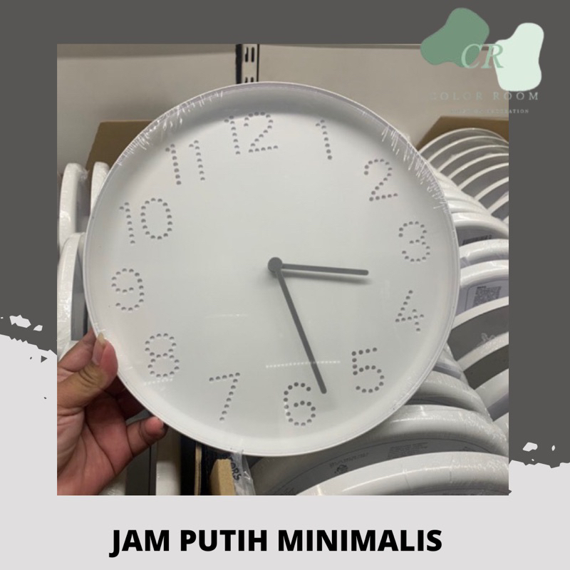 BEST SELLER ! TRMMA Jam dinding / jam tanpa detik / jam plastik putih minimalis 25 cm