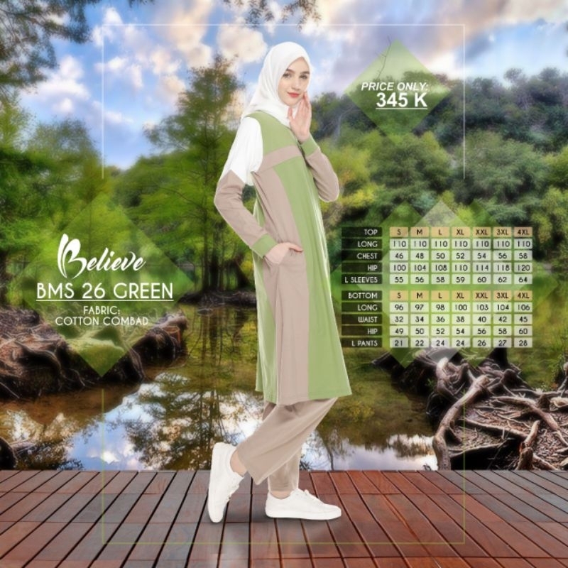 Baju olahraga muslimah Bms 26 Green