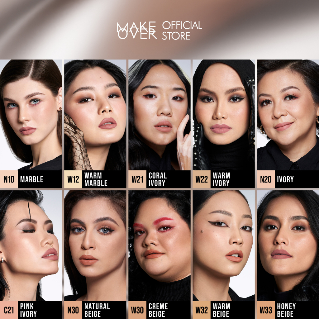 MAKE OVER POWERSTAY 24H Weightless Liquid Foundation - High coverage flawless ringan poreless oil control makeup tahan lama 24 jam BEST SELLER