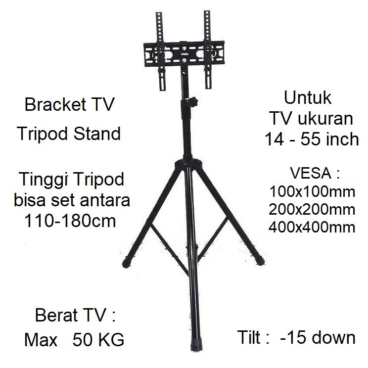 Standing Bracket Berdiri kaki TRIPOD TJ1 FLAT TV 22 32 42 43 50 55 in