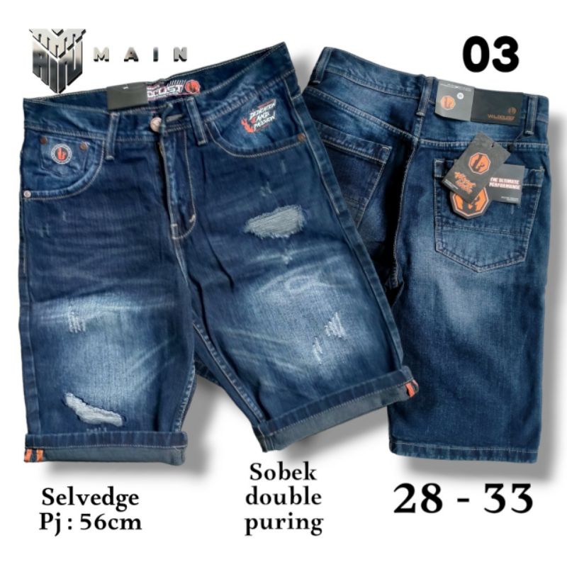 Jeans Sobek Ripped Stiker Celana Pria Pendek