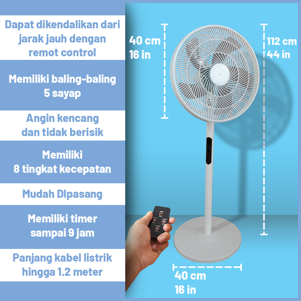 Kipas Angin FSJ40-2 Remot Stand Fan 16 inch dengan Remote Control Serbaguna