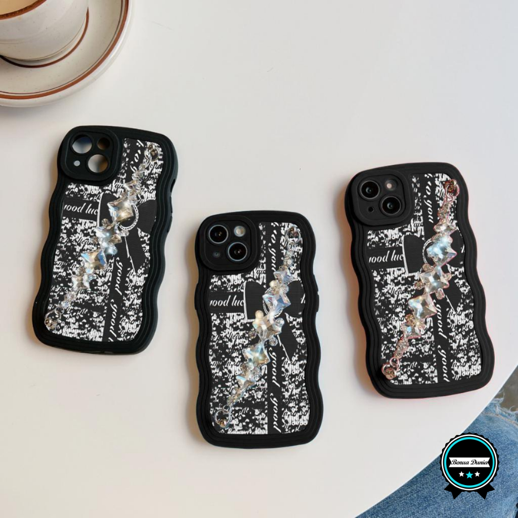 GC34 GC43 CASE CASING SOFTCASE SILIKON WAVY WAVE CARACTER RANTAI DIAMOND GRIP FOR OPPO A3S A1K A5S A