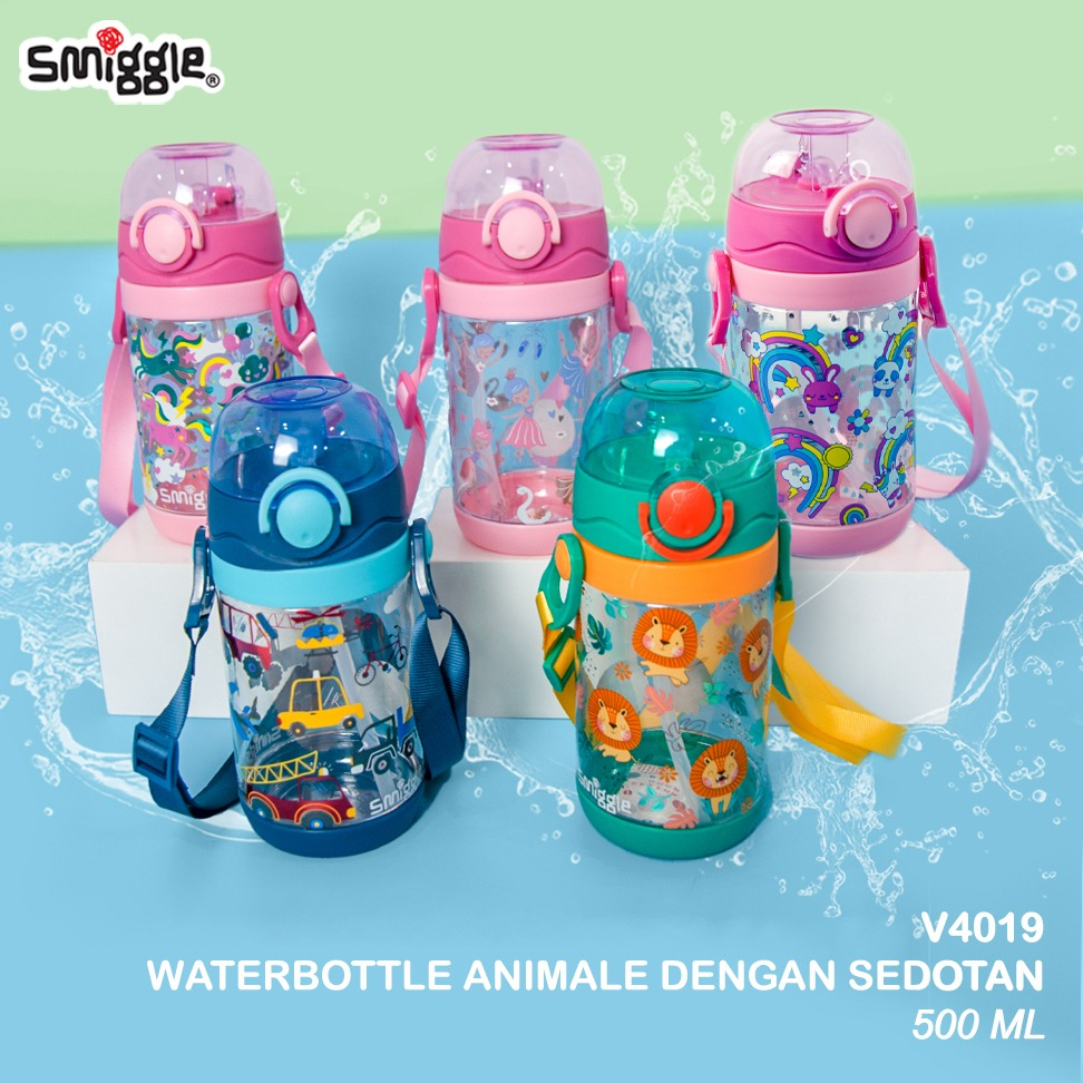 MARKAS--WATER BOTTLE 500ml BPA FREE 4019/SMIGGLE BOTOL MINUM SEDOTAN ANAK ANIMAL