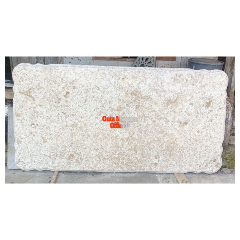 Top Table / Daun Meja Model Mawar Batu Marmer Putih Motif Glosy 90x160Cm