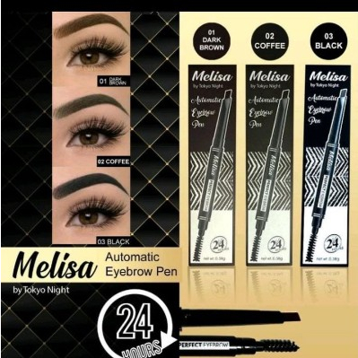 Melisa Automatic Eyebrow Pen / Pensil Alis 0,38gr / Black / Dark Brown