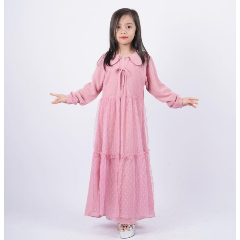 Gamis Outer Brokat Mix Ceruty For Kids Premium Raihanah Baju Muslim Anak Perempuan Kombinasi Ceruty 