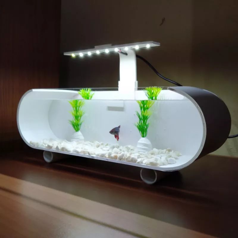 Aquarium ikan Aquarium kecil Aquarium set lengkap dengan Lampu aquarium dan airator air