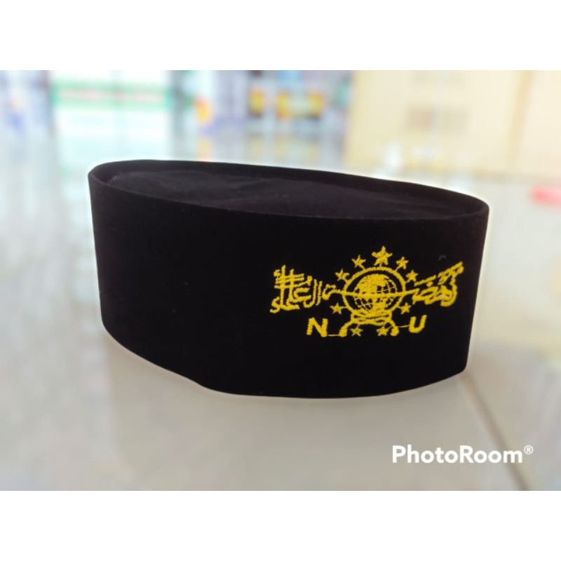 Peci Songkok Logo NU emas / kuning Bordir Asli