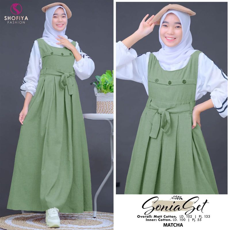 SONIA GAMIS SETELAN OVERALL+ INNER TERBARU BY SHOFIYA SFS