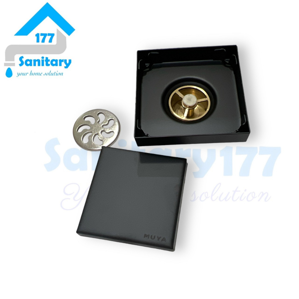 Saringan got tile smart drain Stainless 304 dan kuningan HItam T1008- Saringan Air anti kecoa floor drain black L21