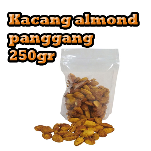 

Kacang Almond susu panggang berat bersih 250gr ada cangkang