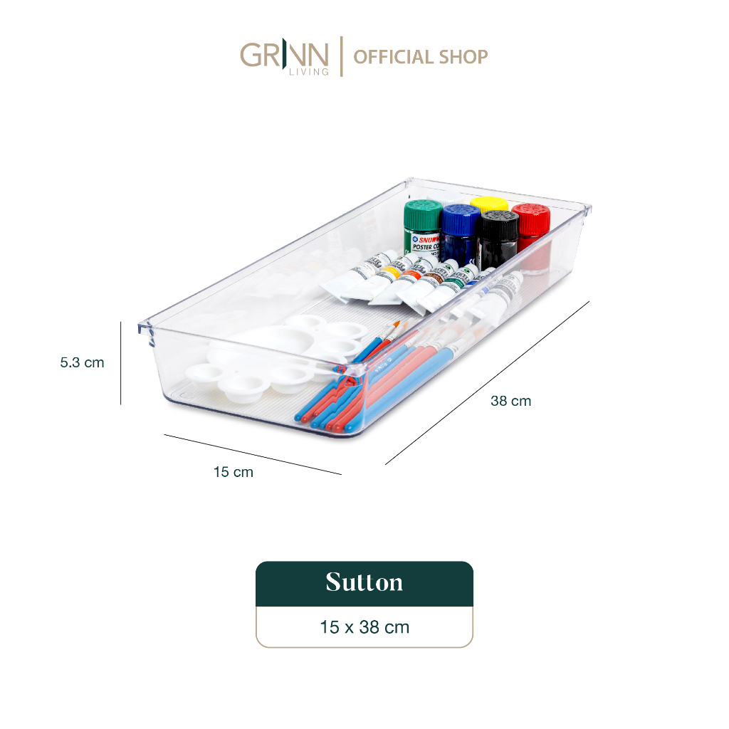 GRINN LIVING Sutton Drawer Organizer Large Laci Kotak Bening / Transparan / Wadah / Tempat Penyimpanan Skincare / Makeup / Alat Tulis / Serbaguna / Large Aesthetic