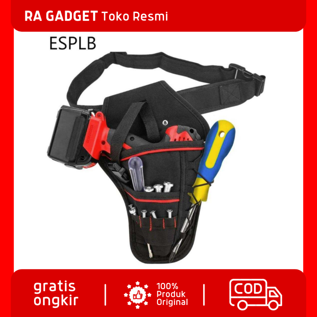 Tas Pinggang Perkakas Alat Bor  Drill Holster Waist Tool Bag / Tas Perkakas Kunci Obeng Alat Pertuka