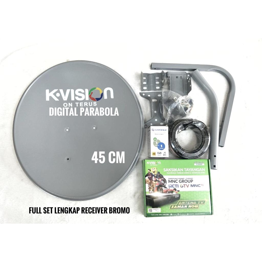 PARABOLA KVISION 45CM FULL SET LENGKAP RECEIVER  - PARABOLA 45CM - PARABOLA KVISION 45CM + 1 PCS REC