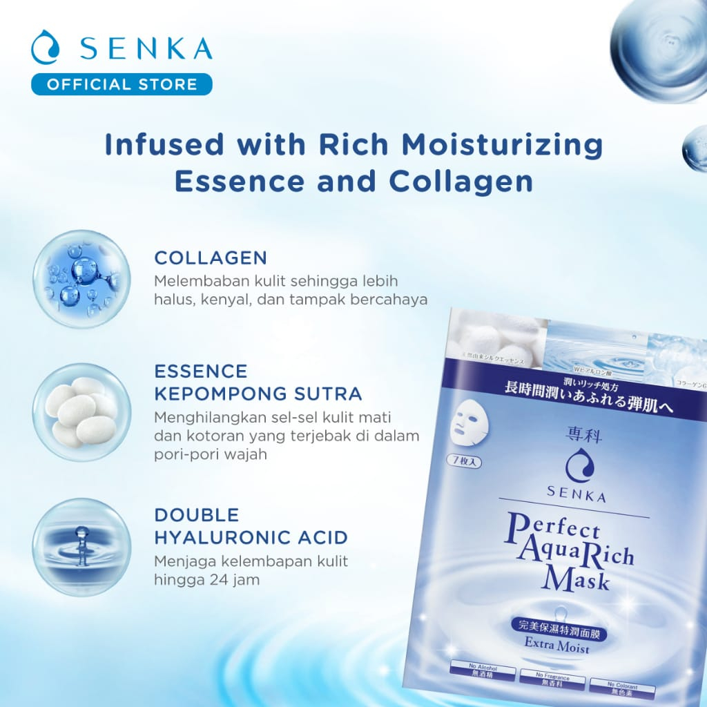 Masker Senka All Varian Perfect Aqua Rich - Extra Moist Mask - Lomunius Moist Mask - Bouncy Moist Mask Senka Masker Wajah Senkaa Masker Senka Sheet Mask Senka