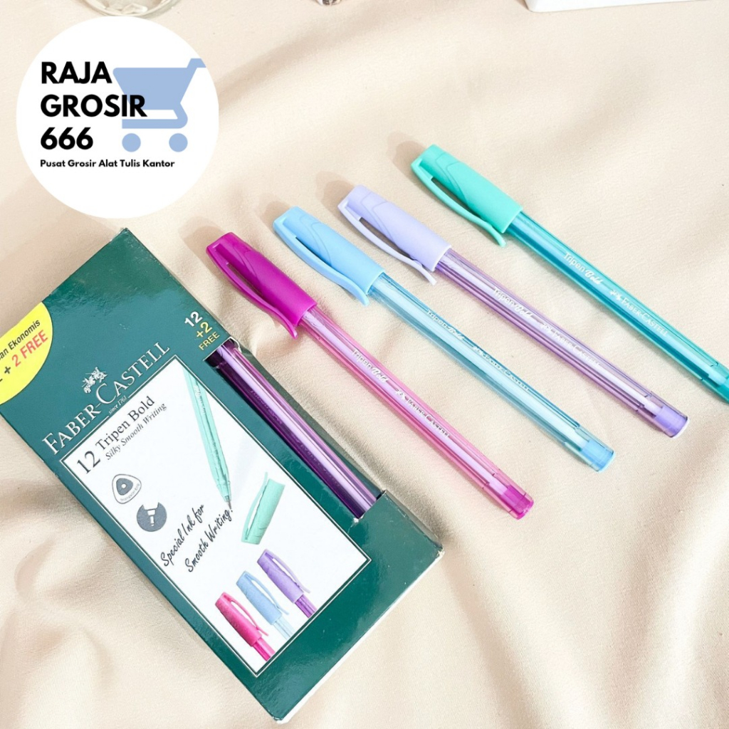 

Pulpen Faber-Castell Tripen Bold Black Ink Pena Pastel Lucu Tinta Hitam Ballpen Alat Tulis Kantor Harga GROSIRAN