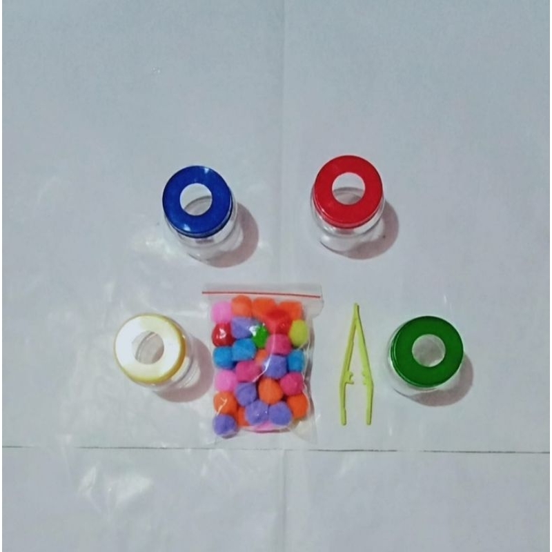 GE TOYS MAINAN MONTESSORI EDUKATIF POM POM PENJEPIT MINI TOPLES/OKUPASI MOTORIK HALUS/ALAT TERAPI WICARA