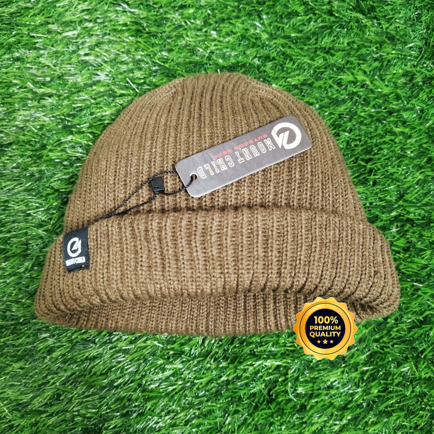 Beanie Hat Mountchild Kupluk rajut Warna Cokelat Gold Pria Wanita Dewasa Outdoor