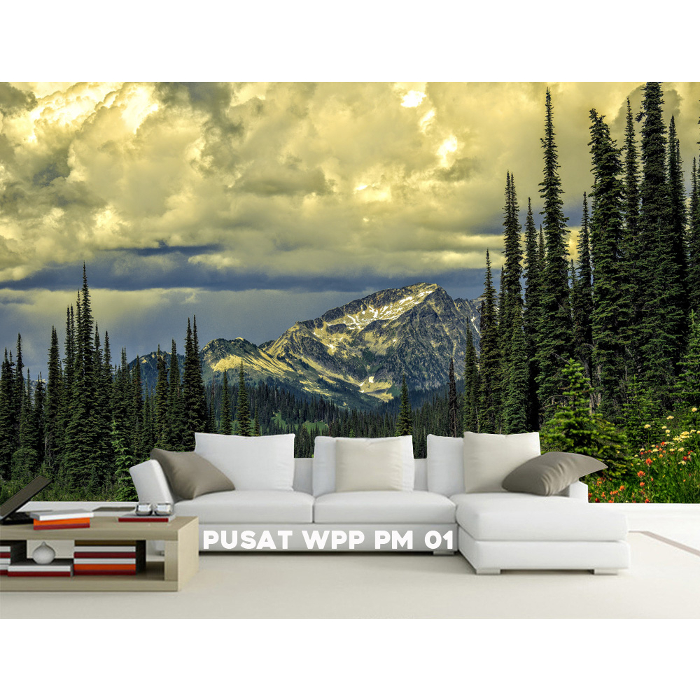 WALLSTIKER 3D Pemandangan Alam Indah, Wallpaper Dinding 3D Custom Background Pemandangan Pegunungan 